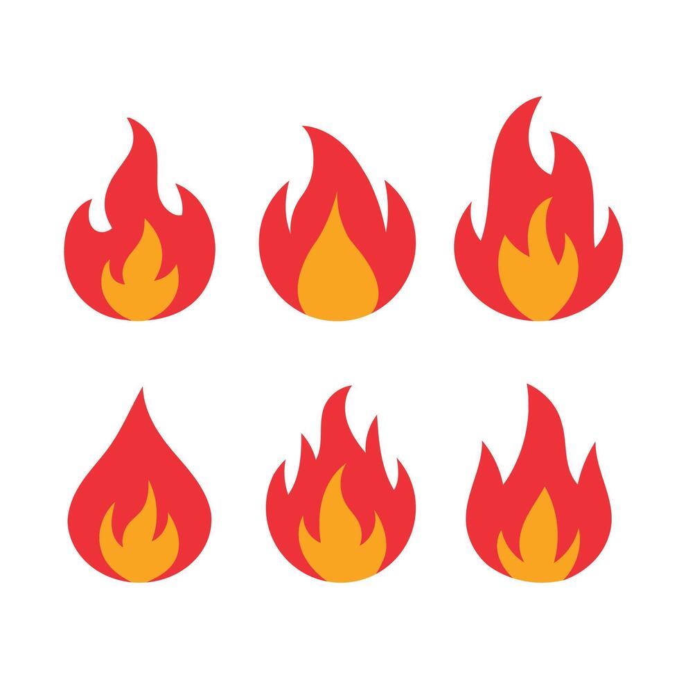 Red and Orange Fireball Set vector