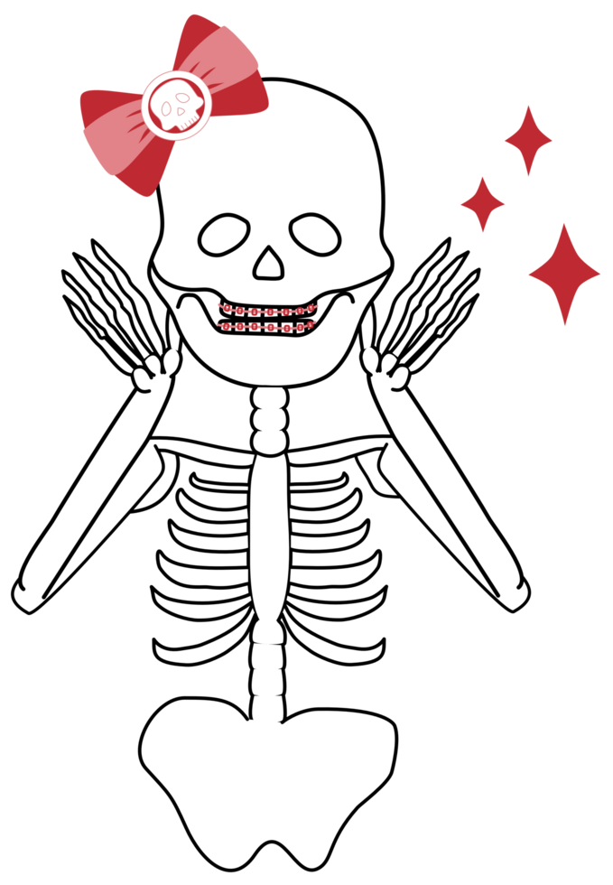 cute Halloween cartoon lady skeleton png