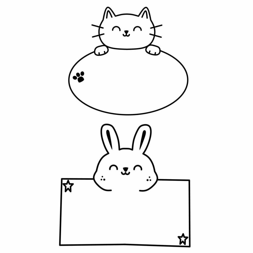 Cute Bunny and Cat Name Tag Labels vector