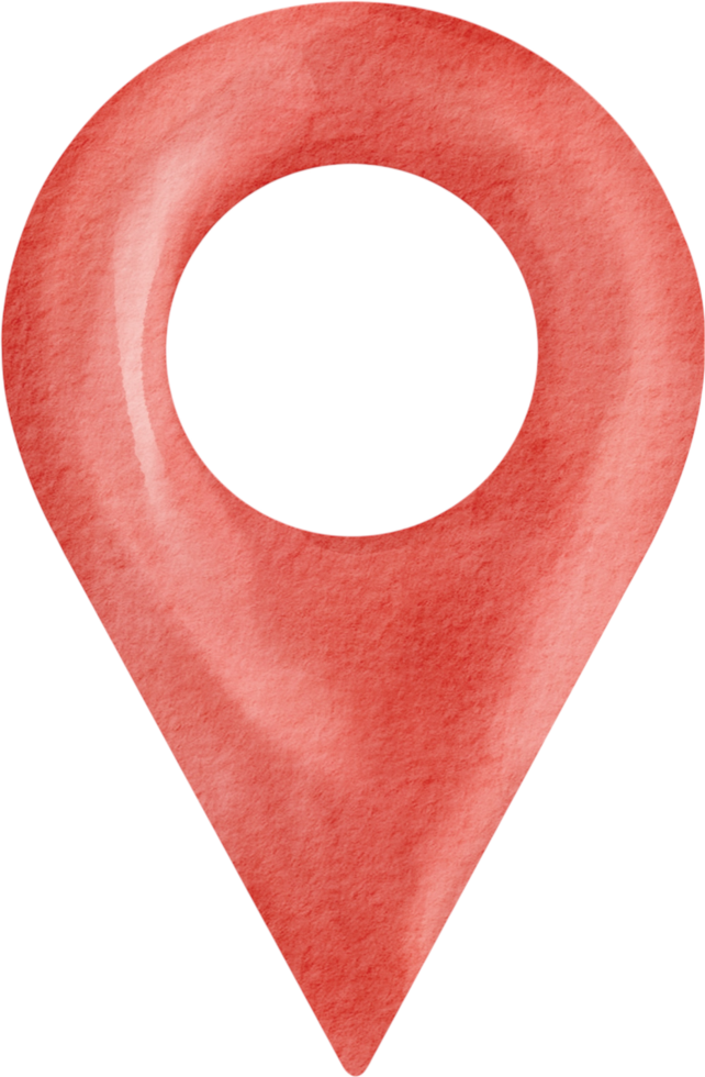 Watercolor red map location pin illustration png