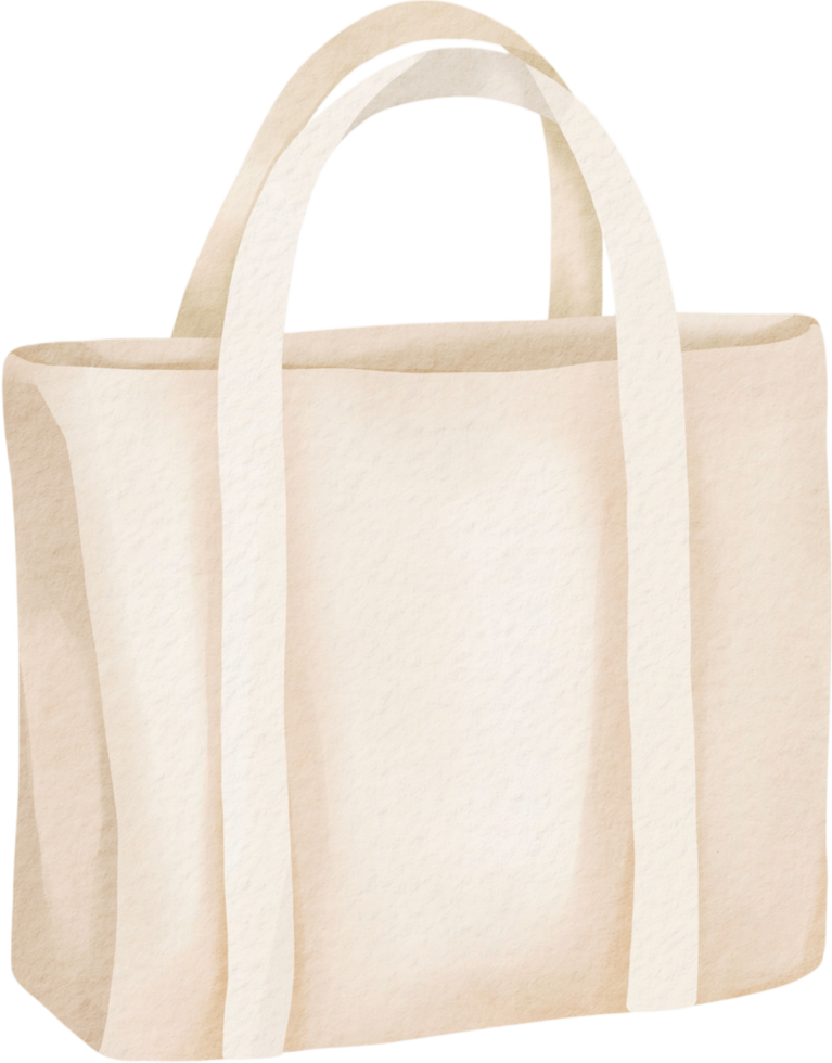 Watercolor Beige Tote Bag Shopping Clipart png