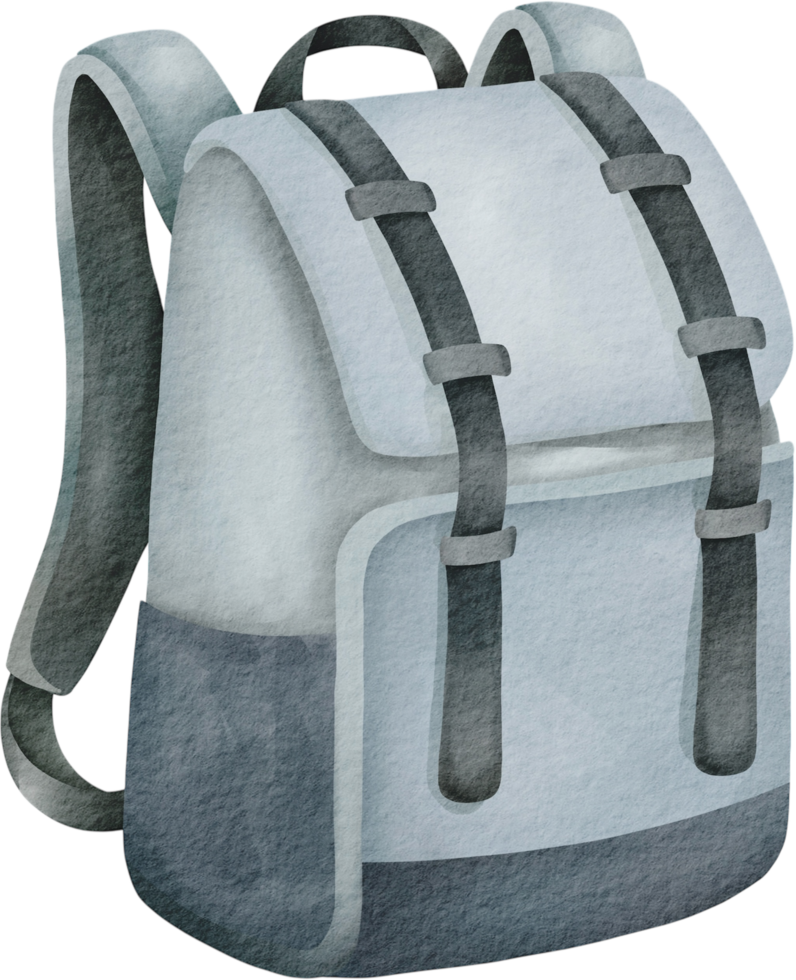 Watercolor Blue Backpack Travel Clipart png