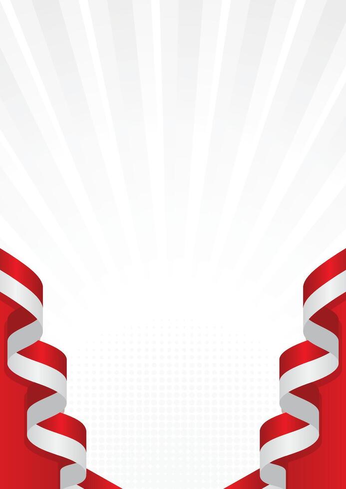 Dynamic patriotic backdrop with red ribbons on white for indonesia independence day vector