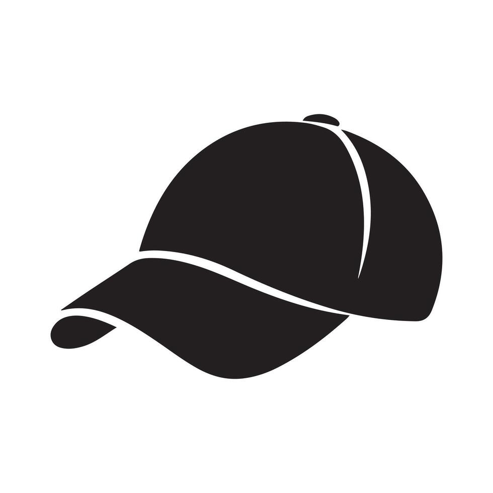 Black baseball cap silhouette isolated on white background vector