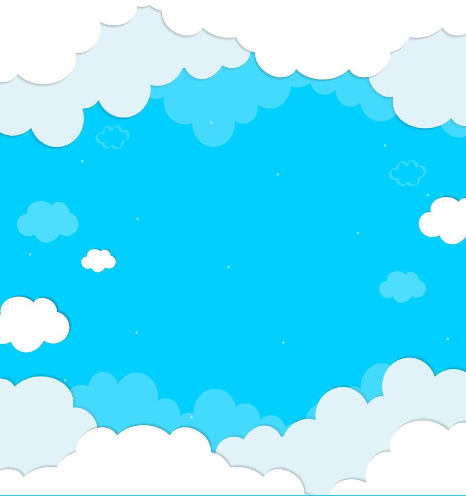 Illustration of White Clouds on Blue Sky Background vector
