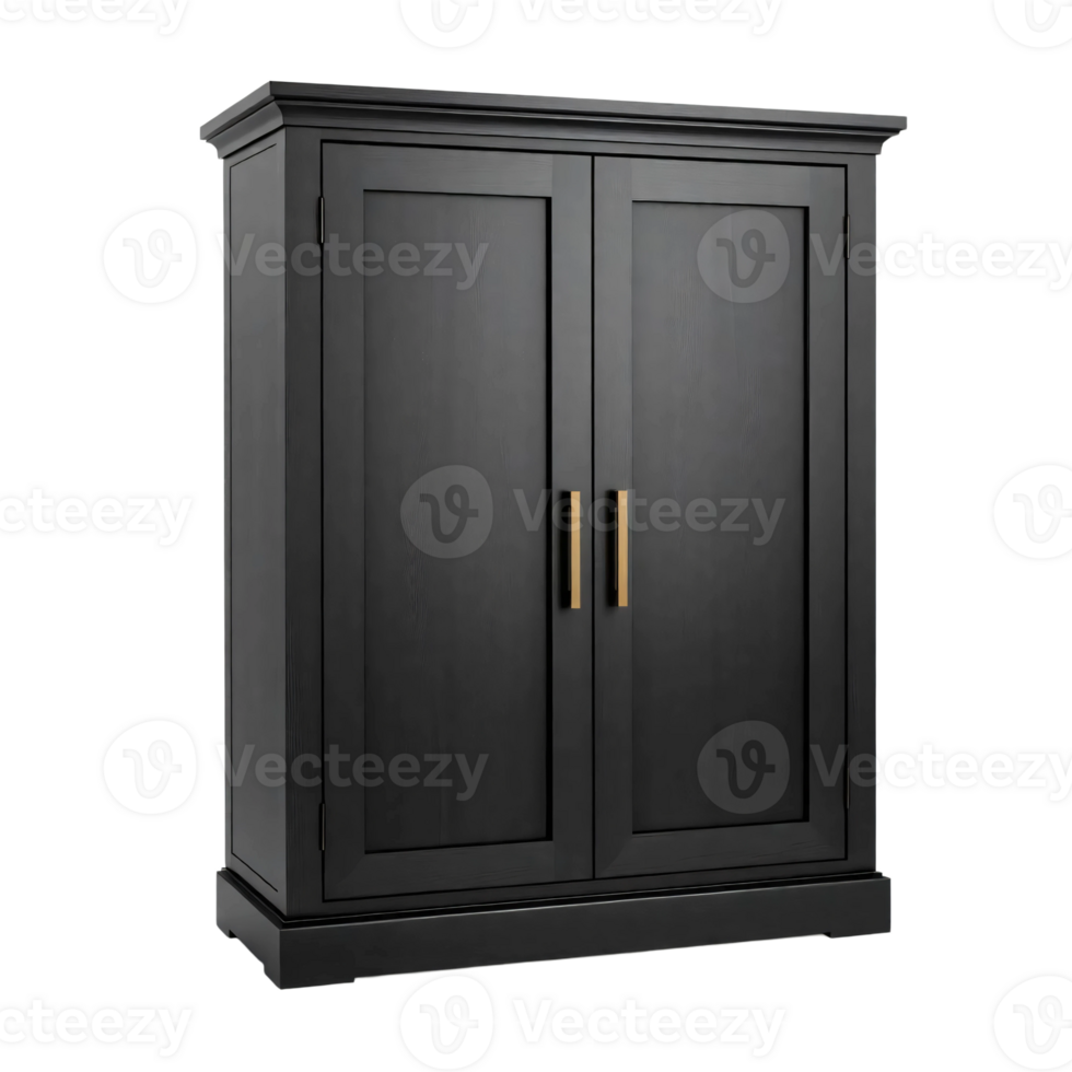 A black cabinet with two doors and two handles png