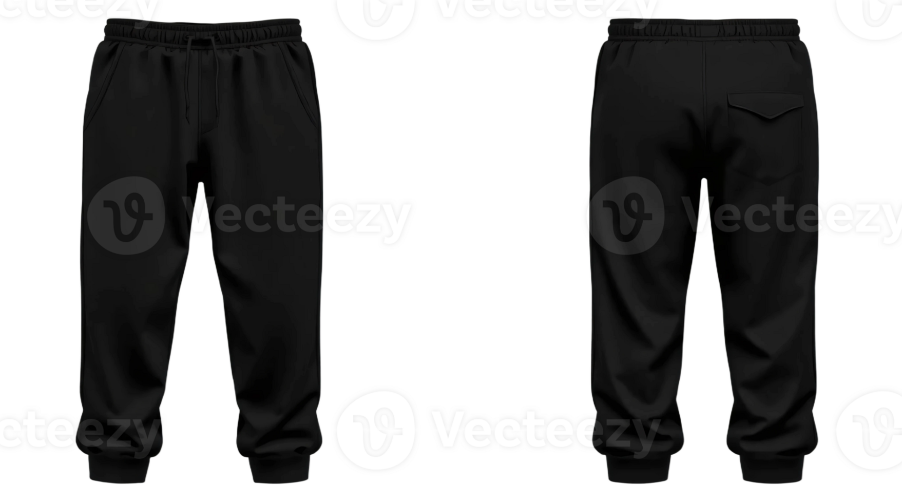 A pair of black sweatpants with a zipper on the side png