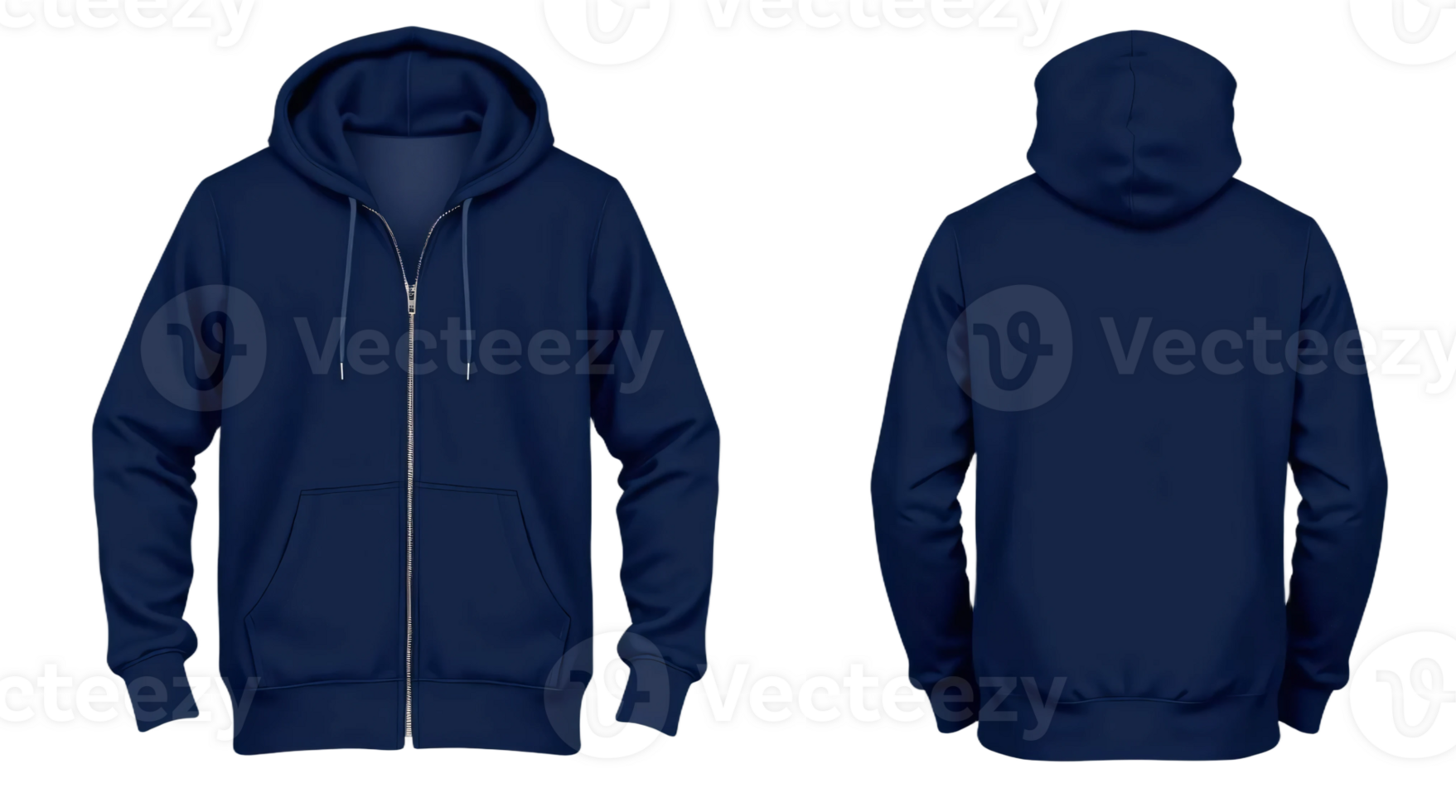 A dark blue hoodie with a zipper and a zipper pocket png