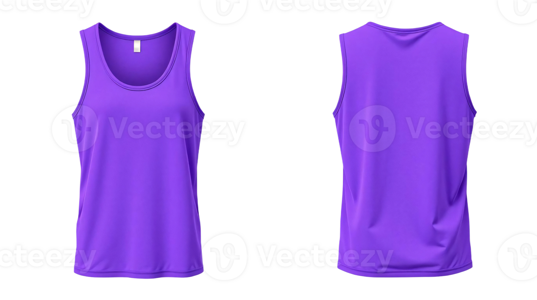 Purple tank top with a front view and back view png
