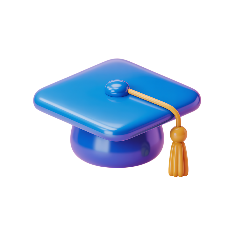 A blue graduation cap with a tassel png