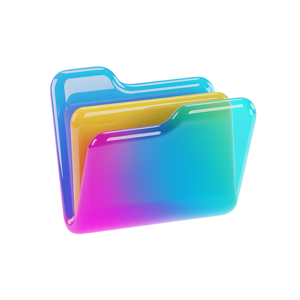 A colorful folder with a transparent background png
