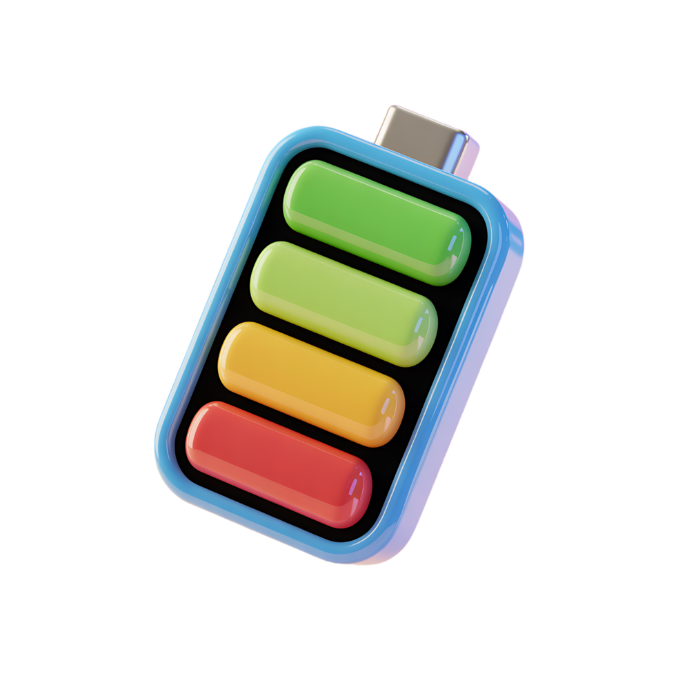 A colorful battery charger with four different colored buttons png