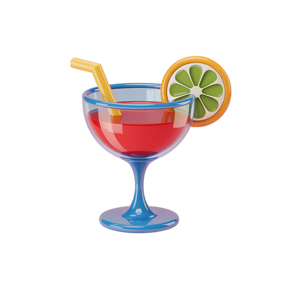 A drink with a straw and slice of lime png