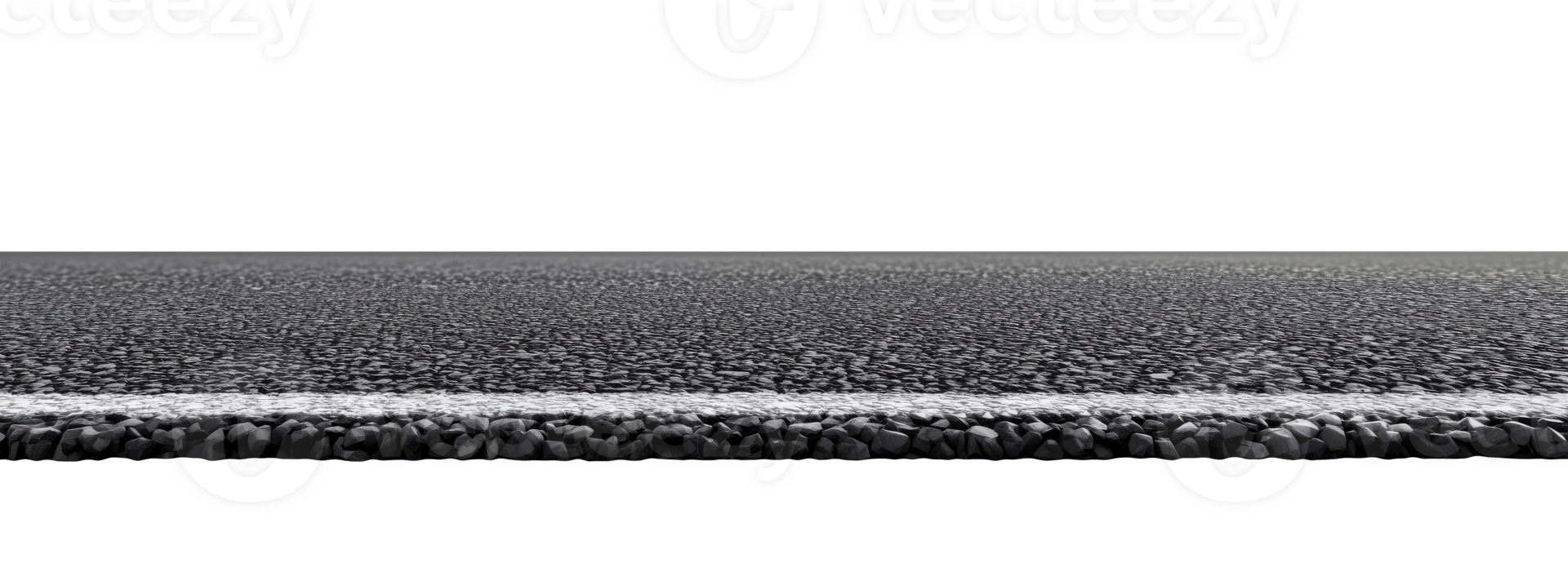 Black asphalt road edge with white painted line marking isolated on transparent background png