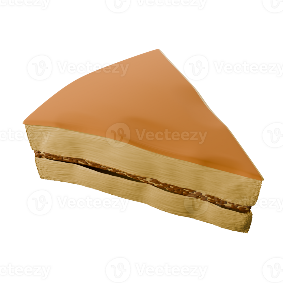 3D Render of Indonesian Martabak Manis Cake Slice with Golden Layers png