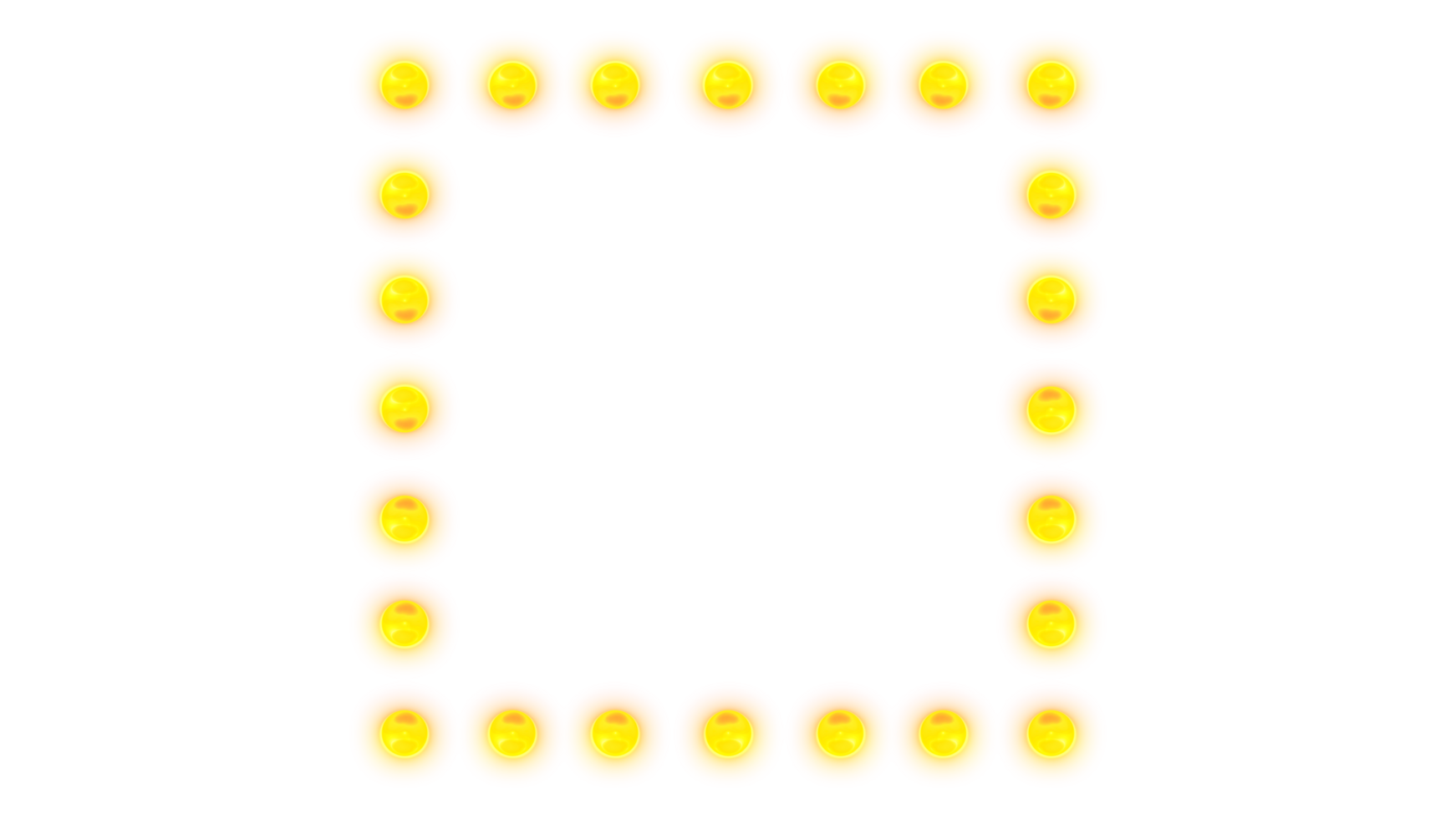 frame square shape yellow bulb light glowing marquee sparkling particle lights. Perfect for retro 90s signage png