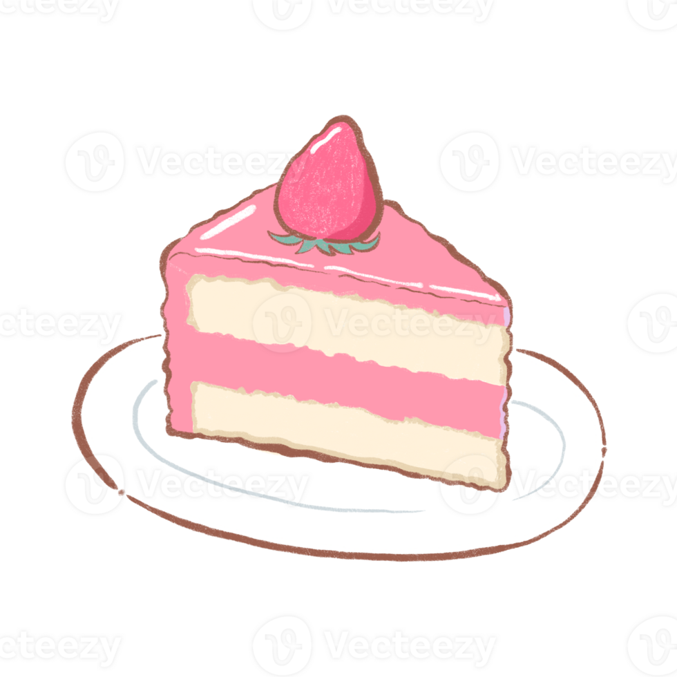 cake clipart with cute design and frosting details in pastel cartoon drawing style png