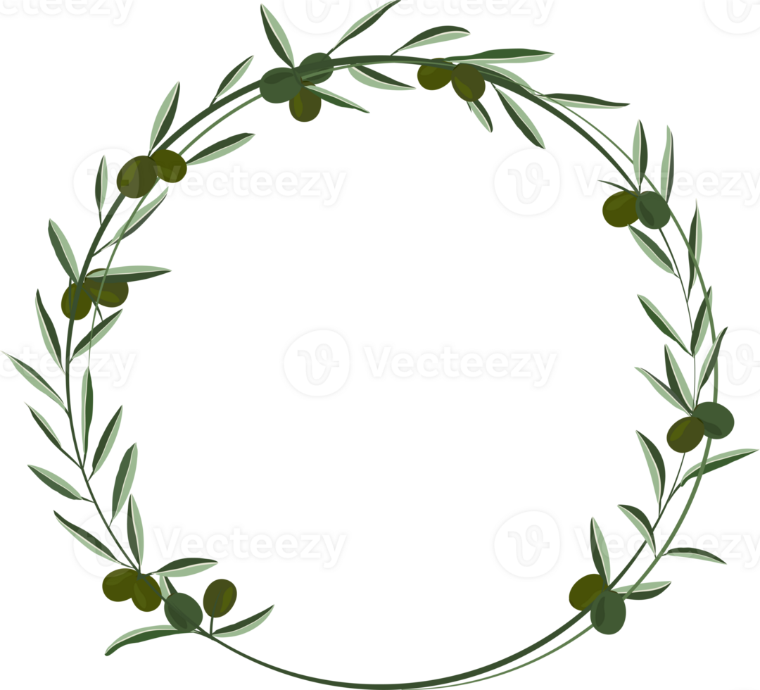 green olive creeping on round shape frame background png