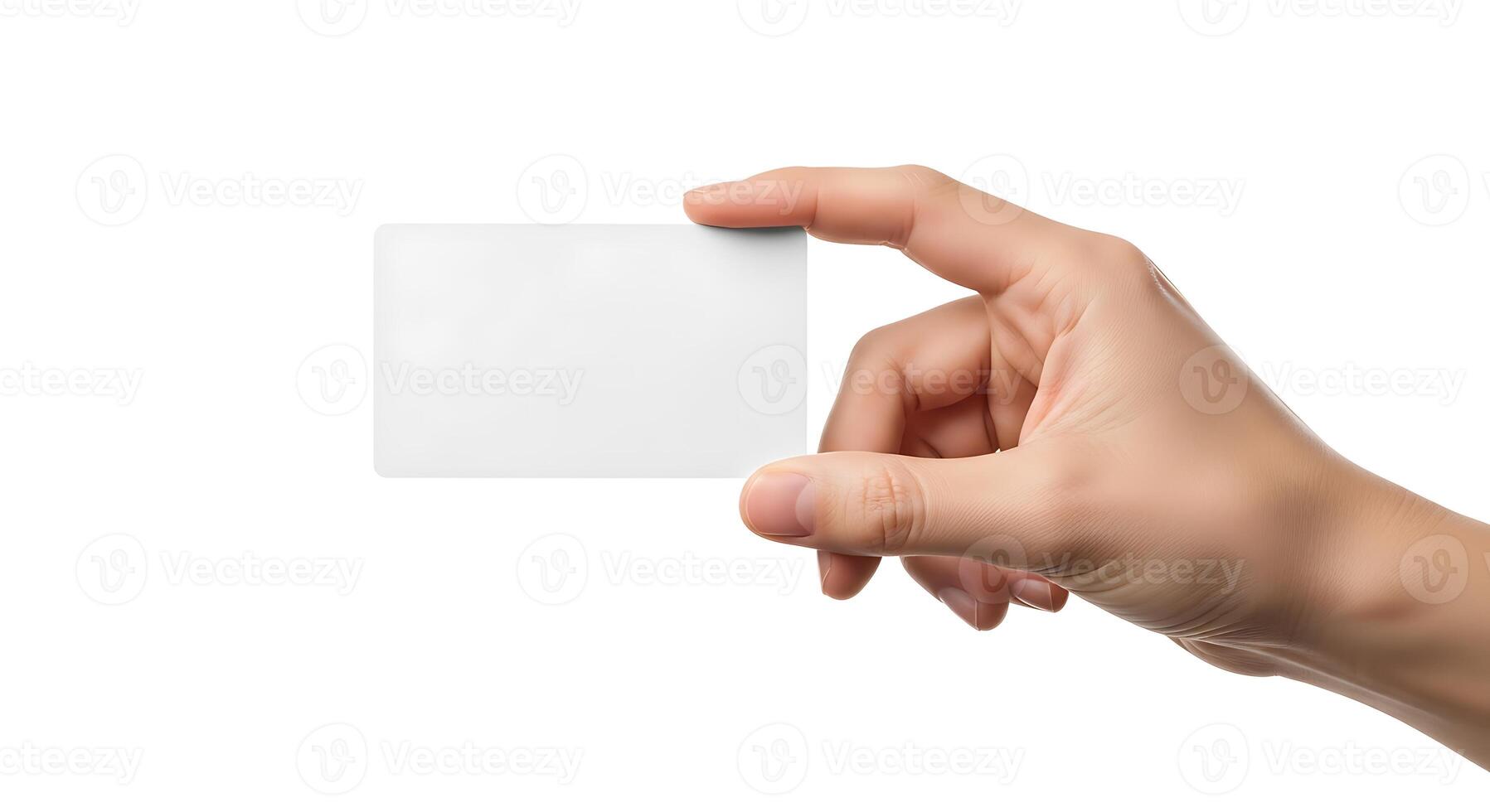 Blank Card Held in Hand for Mockup or Presentation photo