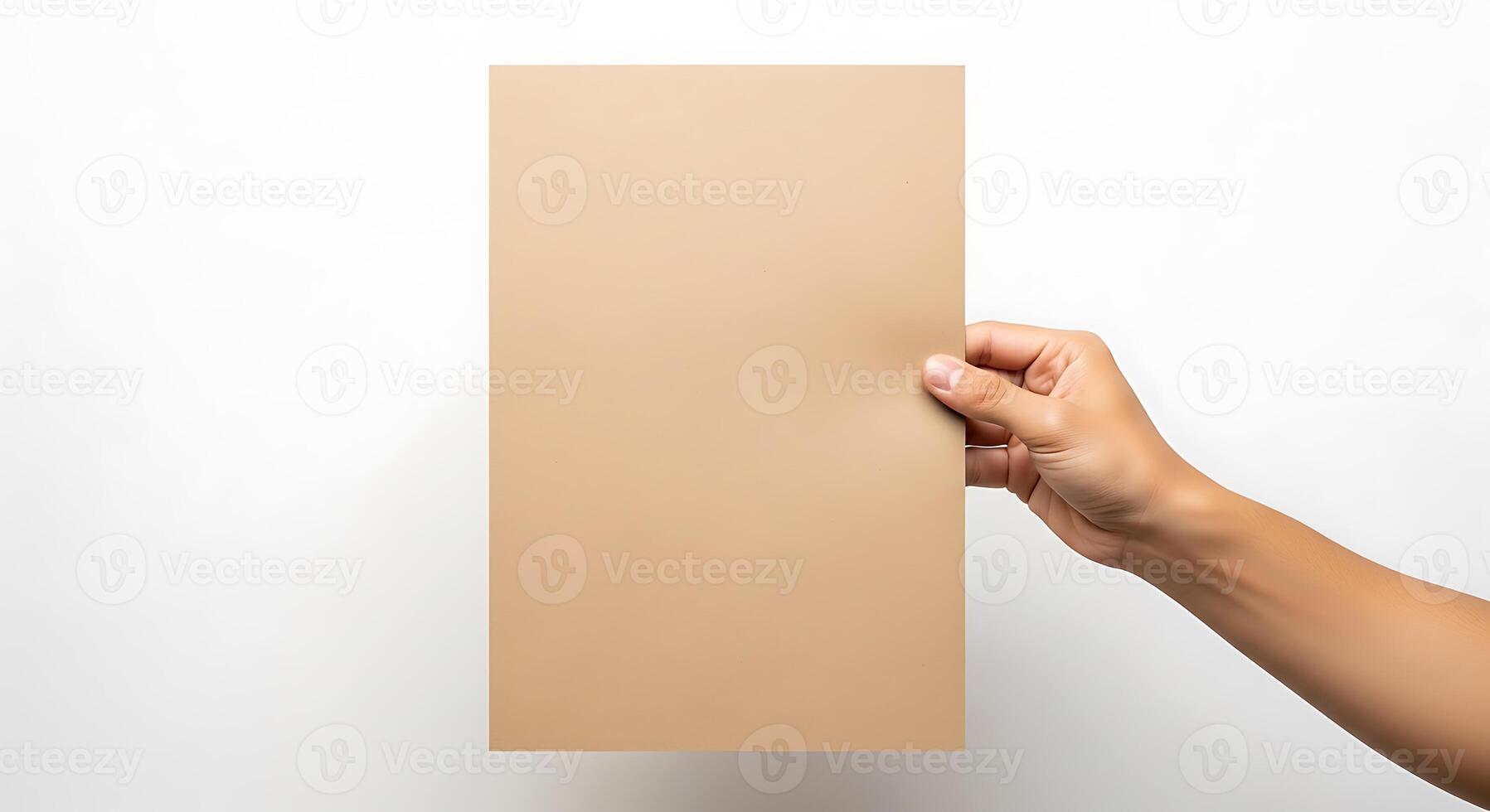 Paper Held by Hand on White Background photo