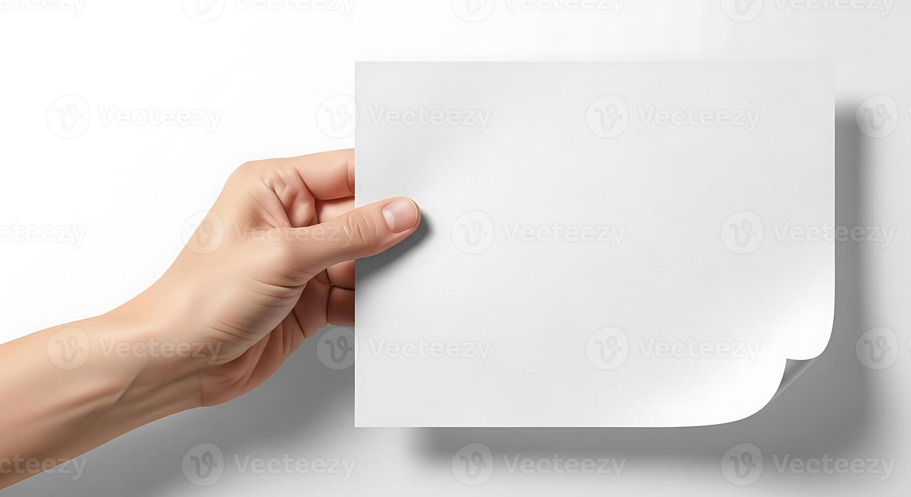 Sheet of Paper Held by Hand with Folded Corner photo