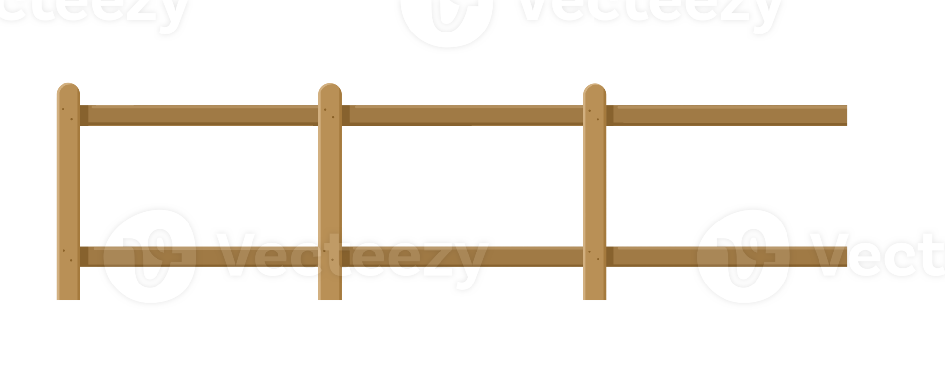 Minimalist Wooden Horizontal Rail Fence Section for Borders png