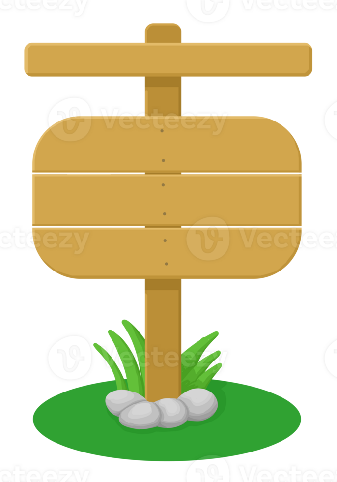 Blank Wooden Signpost with Grass and Stones for Custom Text png