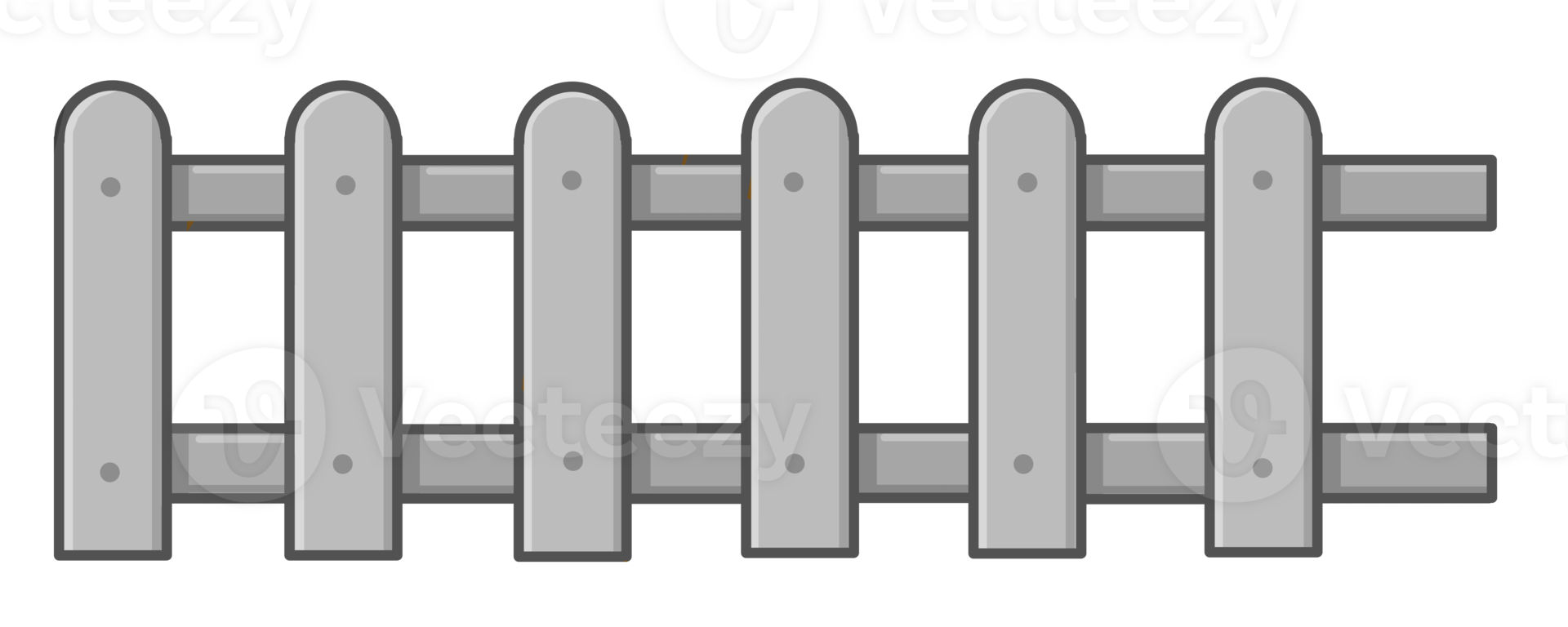 Gray Simple Wooden Picket Fence Section for Game and UI Design png