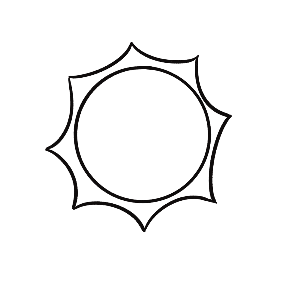 Minimalist Sun Line Drawing Boho and Celestial Sun Outline Illustration png