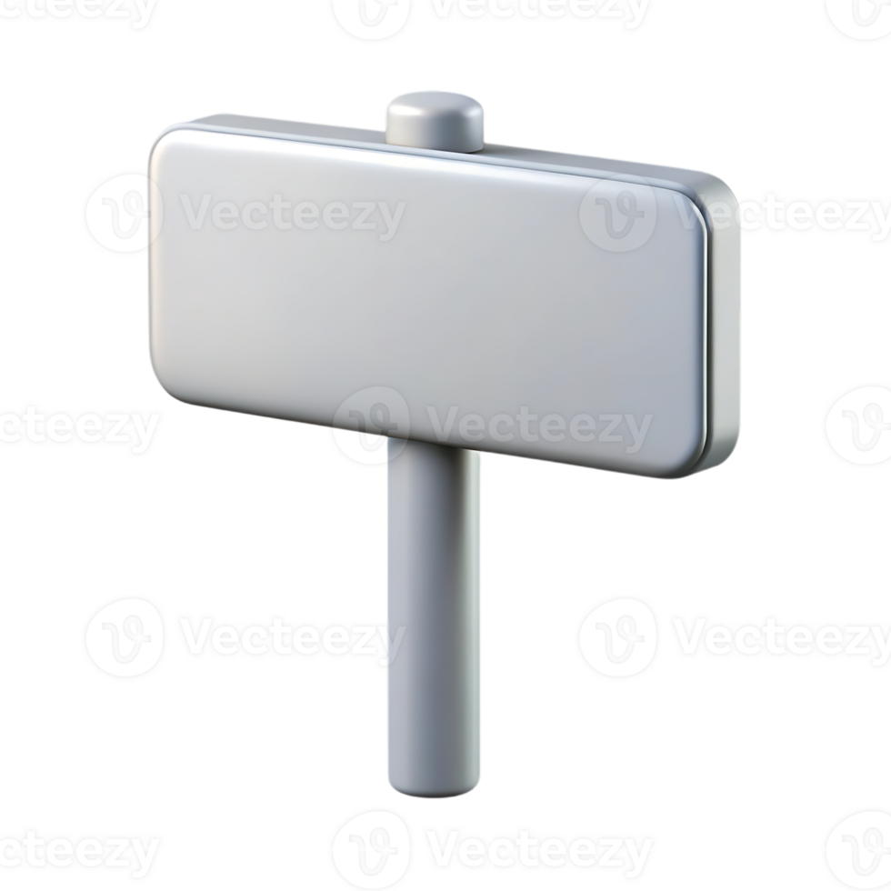 Blank gray rectangular signpost with rounded corners isolated on transparent background png