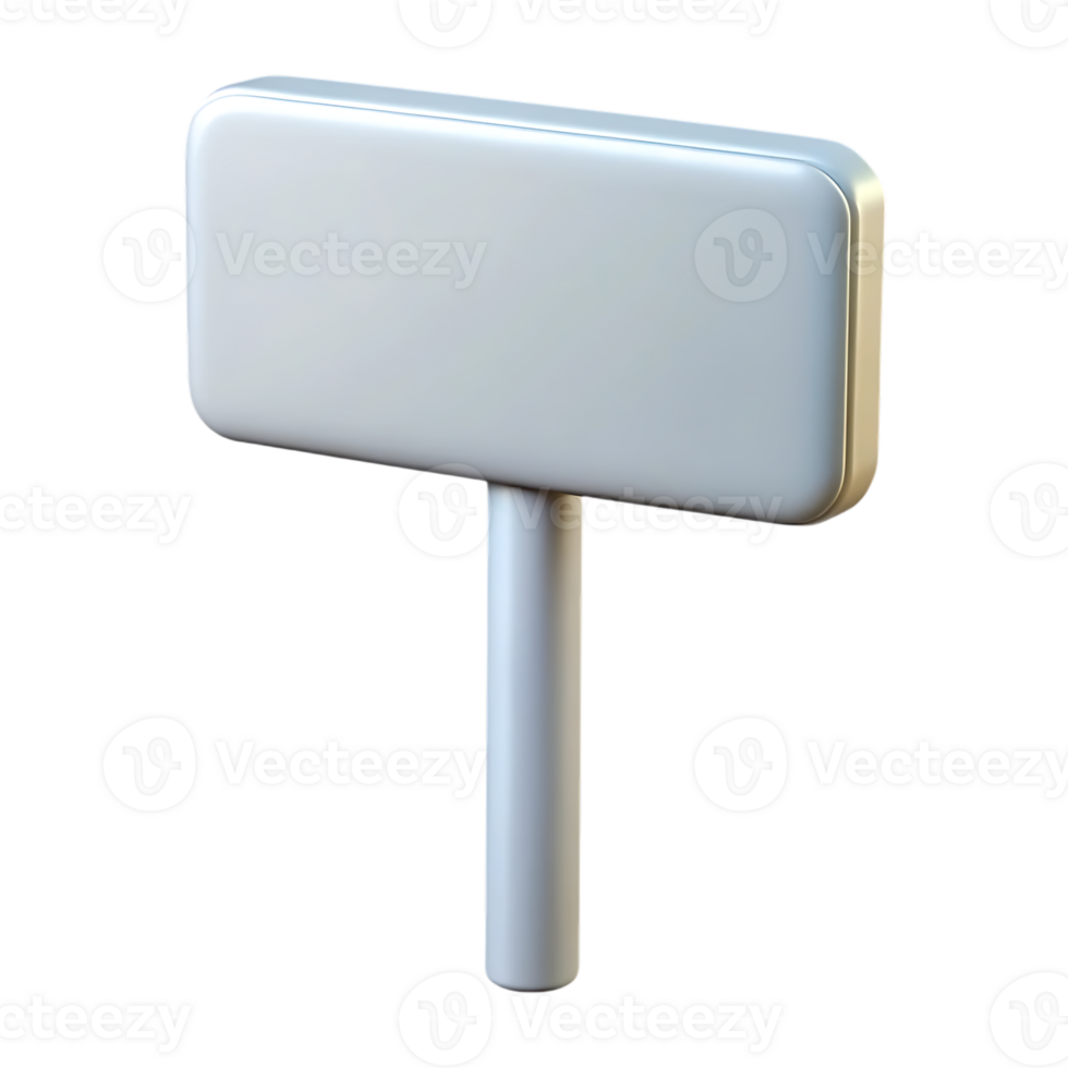 Blank white rectangular sign on a pole isolated on transparent background png