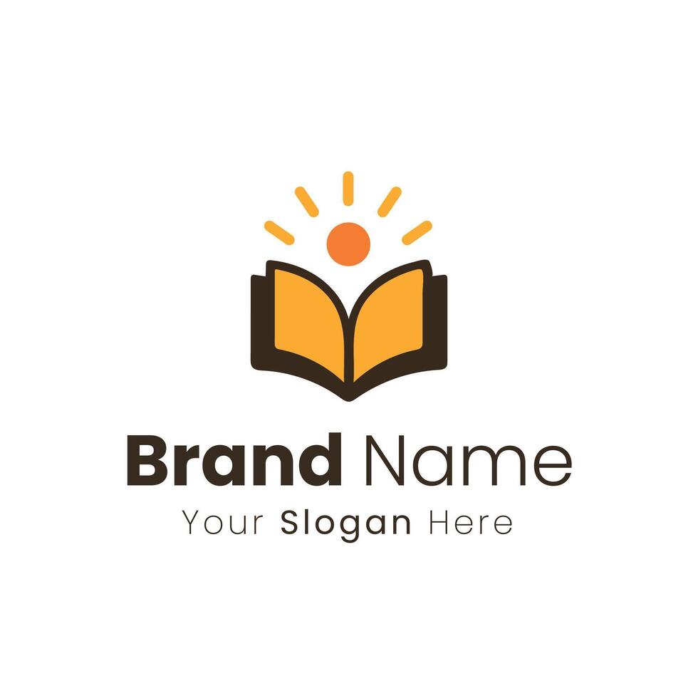 Inspiring Knowledge Open Book Sun Rays Education Learning Logo Design for Brand Identity vector
