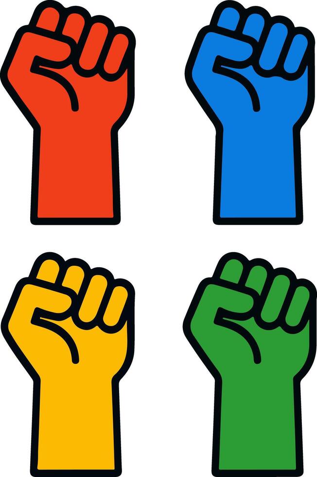 Minimalist clenched fists raised in solidarity vector