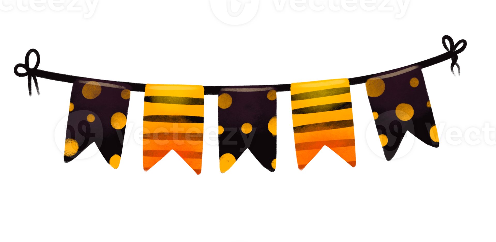 Halloween garland with black orange flags. Simple party banner, stylish decor element. png