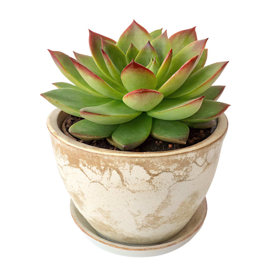 Potted Green Succulent Plant in Rustic Ceramic Planter for Home Decor png