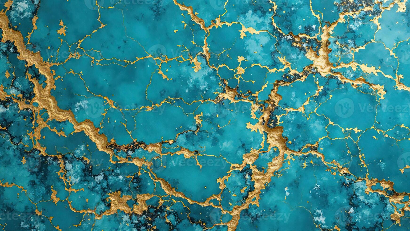 Abstract Blue and Gold Marble Texture with Elegant Veins photo