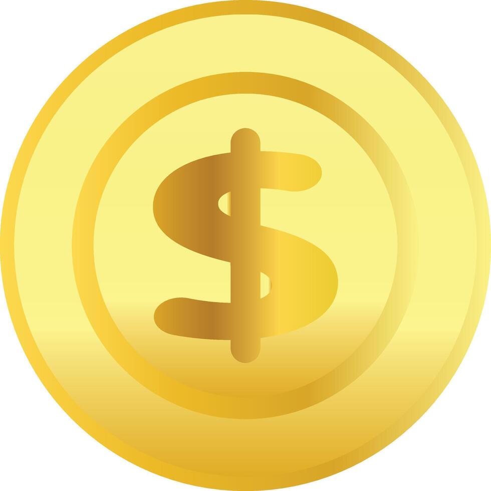 Golden Coin with Dollar Symbol for Financial Concepts and Representation. vector