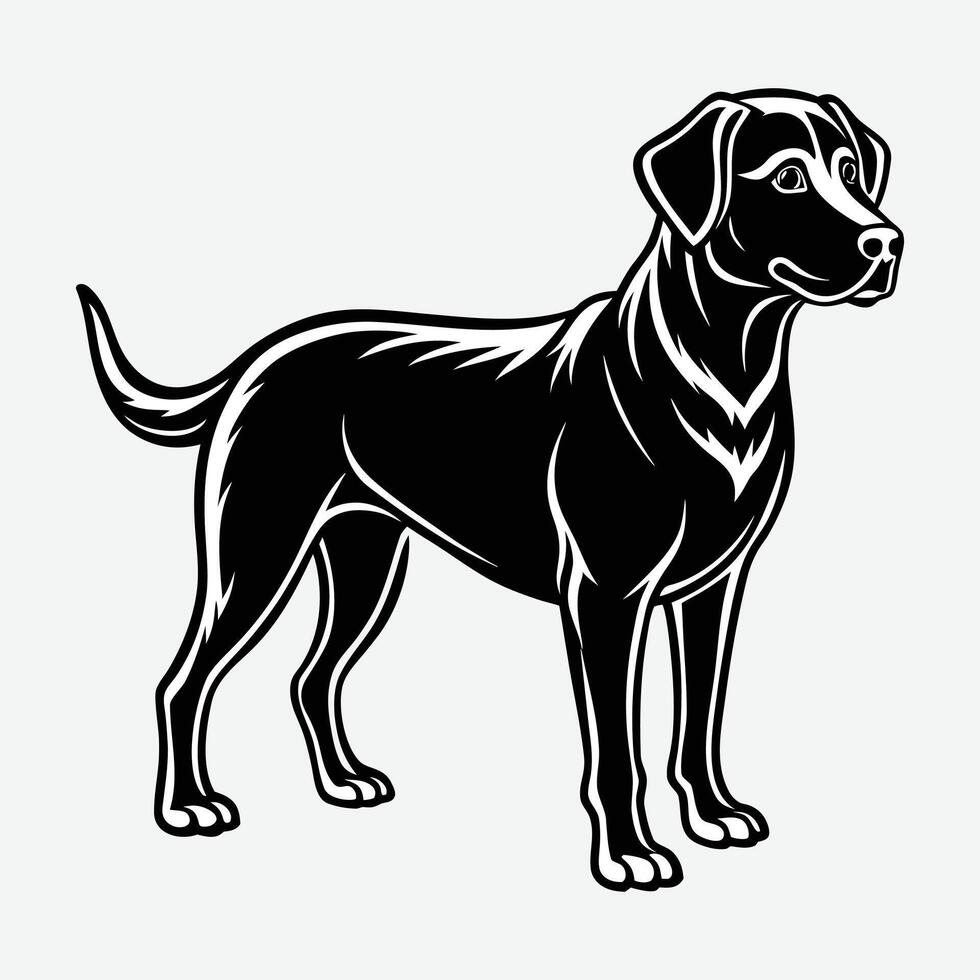 Labrador Retriever Silhouette Standing Dog Illustration for Pet Branding and Veterinary Design vector