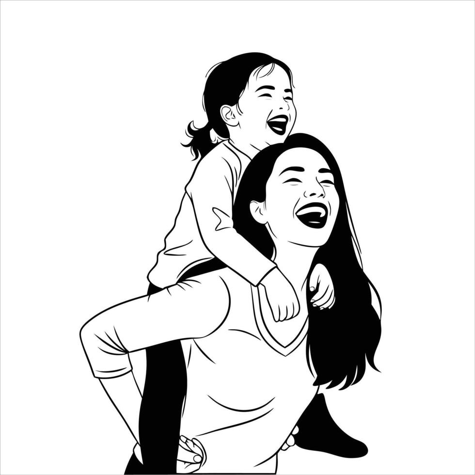 Silhouette of Mother Holding Baby in Arms for Family Love and Maternal Care Illustration vector