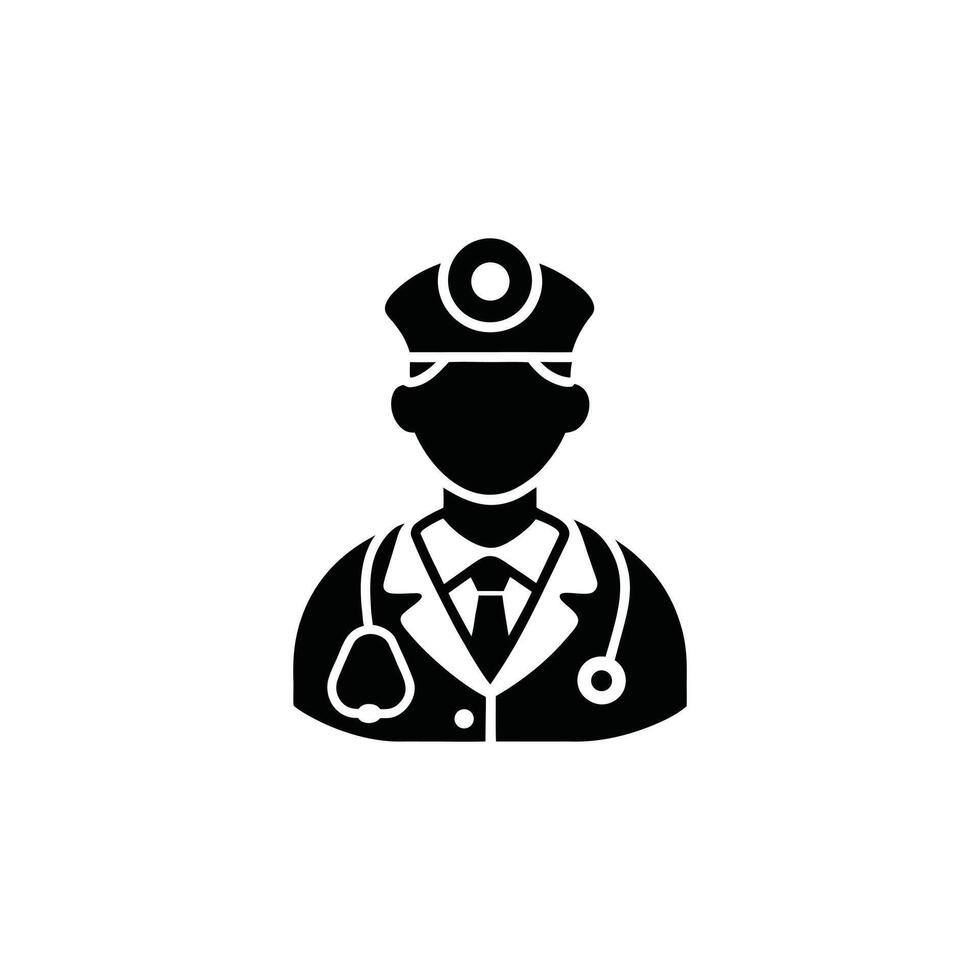 Doctor icon with stethoscope and head mirror isolated on white background vector