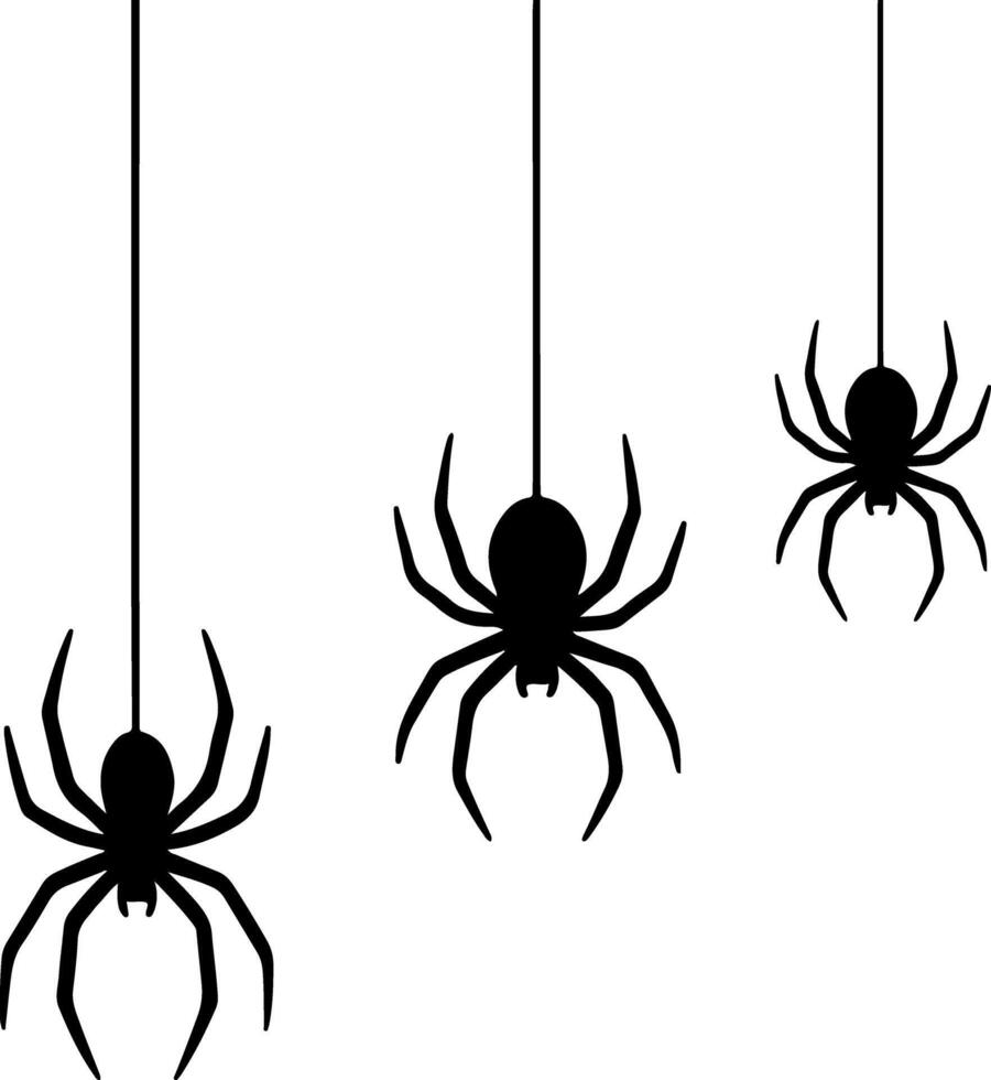 Three Hanging Spider Silhouettes for Halloween and Nature Themes vector