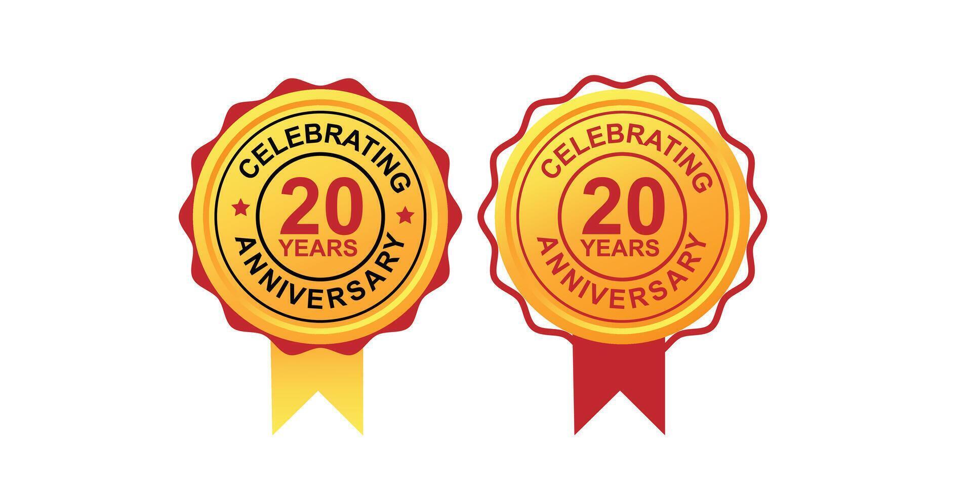 20 Years Commemorative Badges for Anniversary and Achievement Events vector