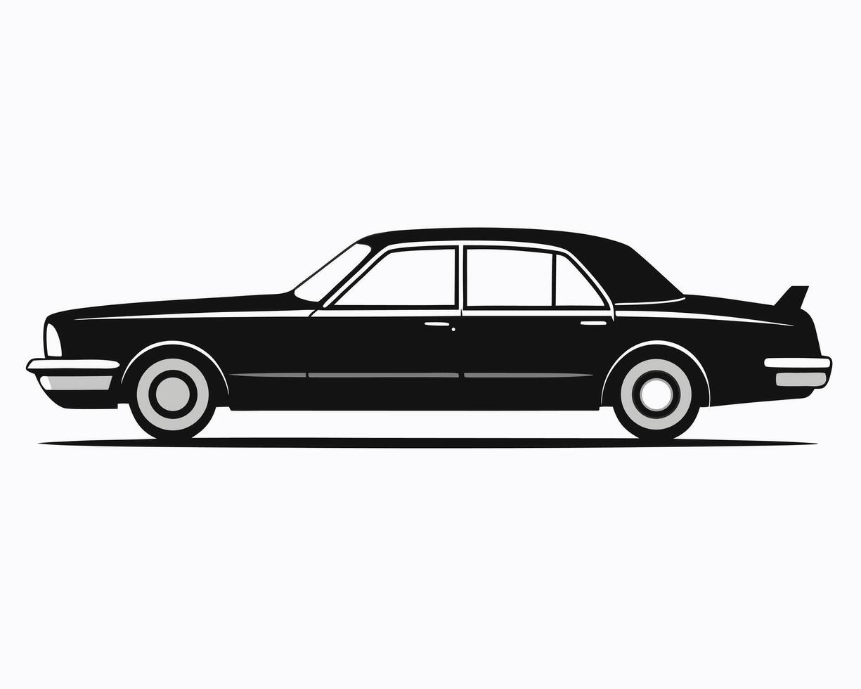 Classic black sedan car illustration in minimalist flat design suitable for various design projects vector