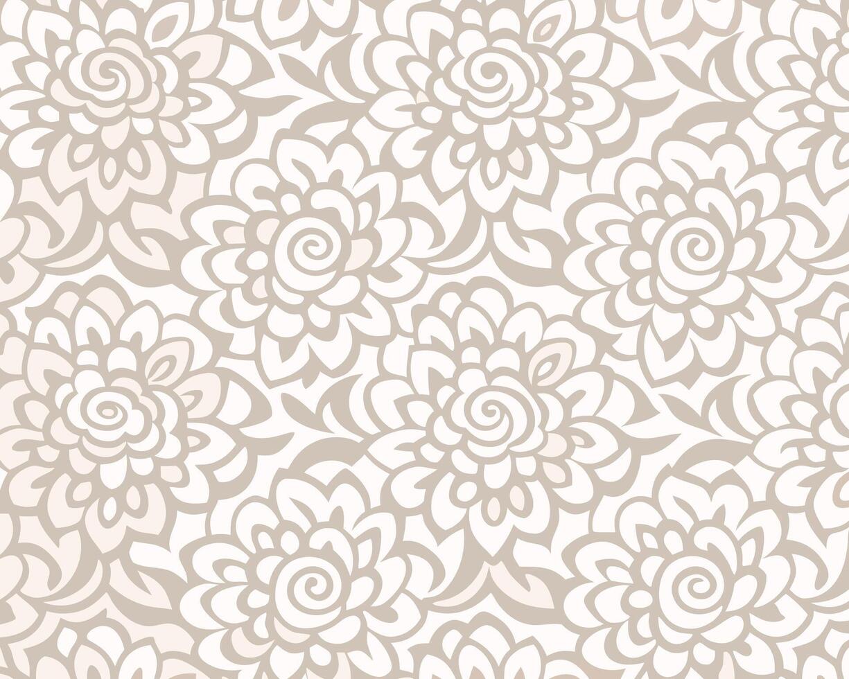 Elegant floral pattern in neutral beige and white colors ideal for decorative backgrounds vector