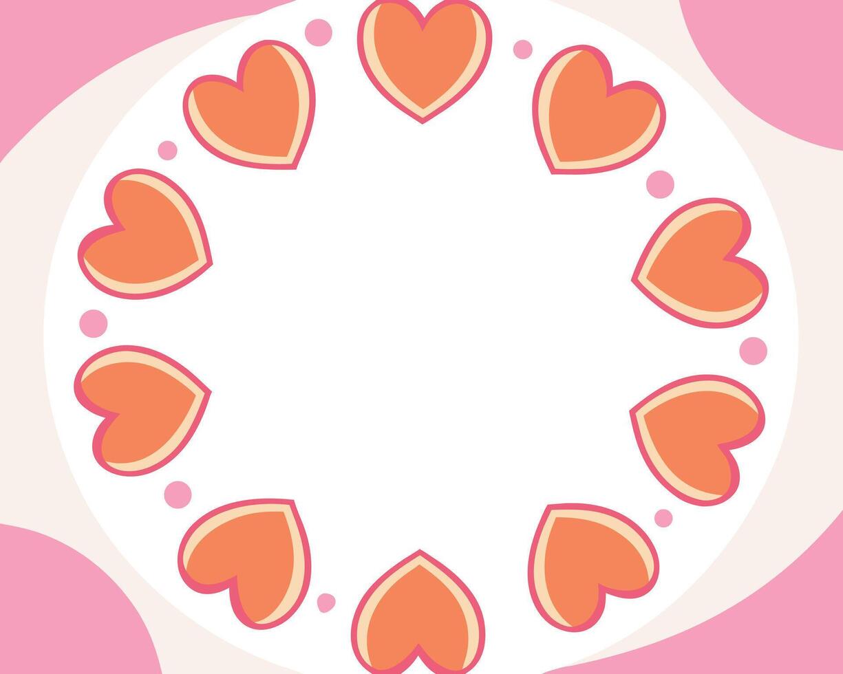 Lovely heart-shaped frame design with vibrant orange and pink colors perfect for romantic events. vector
