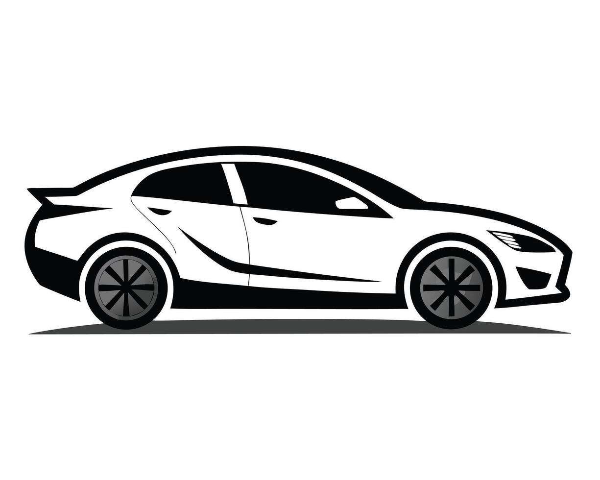 Sleek black and white sedan car illustration perfect for automotive and transportation projects vector