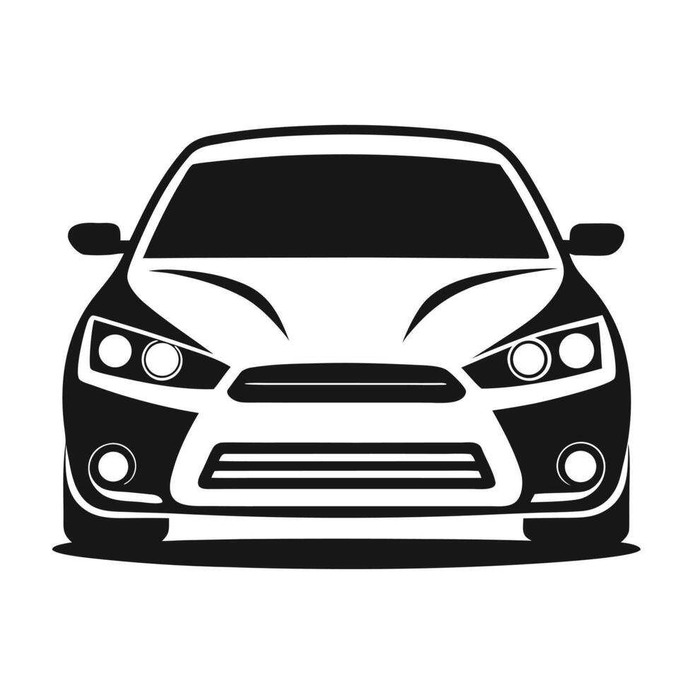 Front view of a modern car in a simplified monochrome design for automotive concepts vector