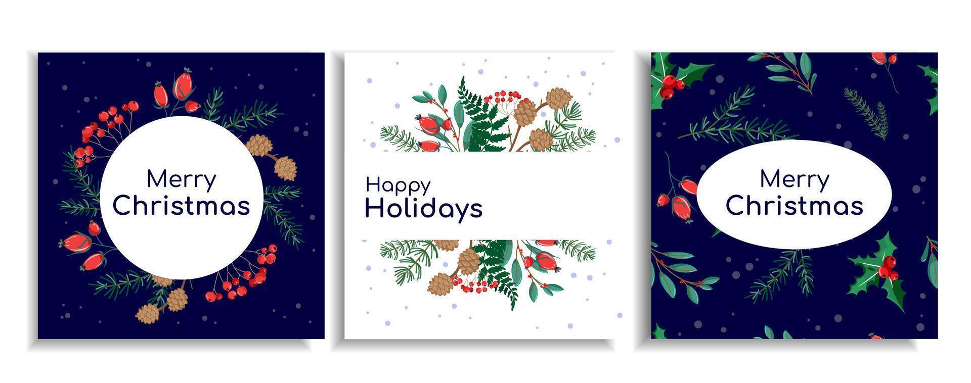 Christmas and holiday greeting cards vector