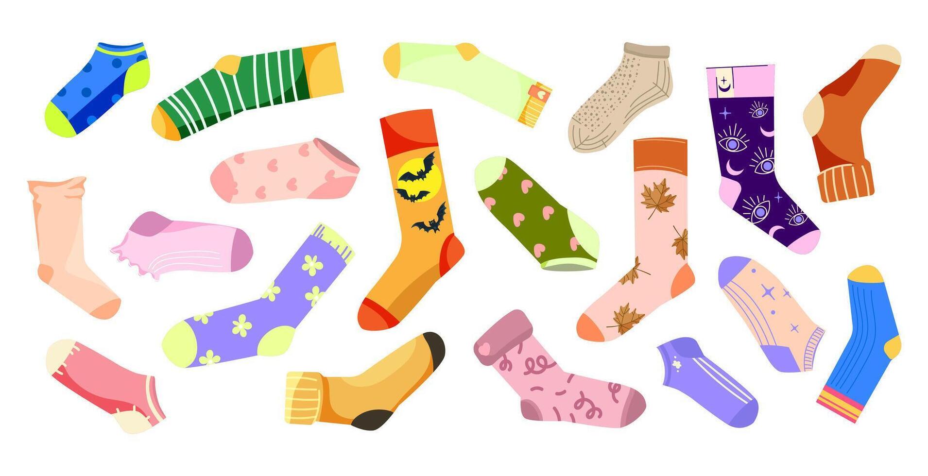 variety of colorful socks design vector