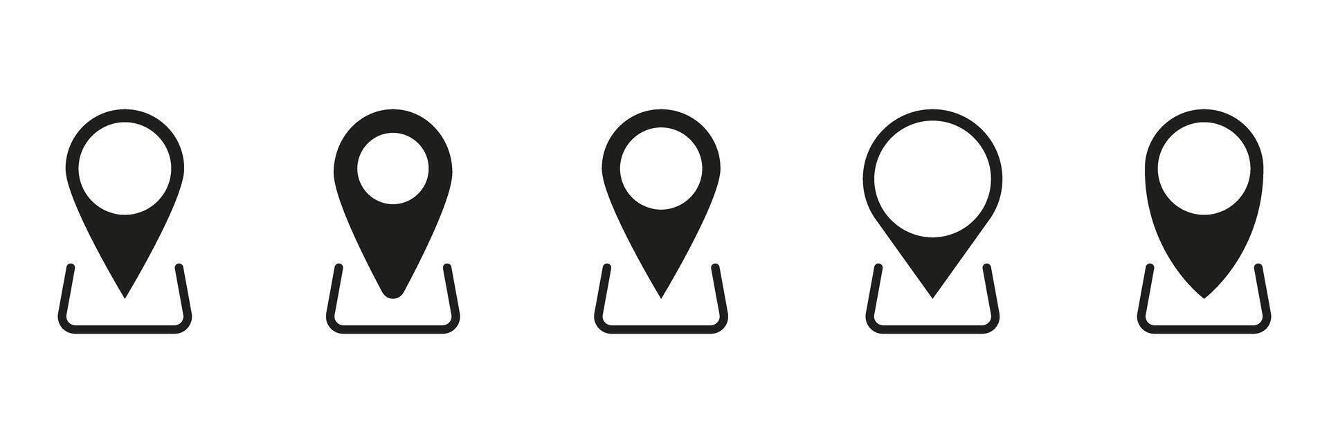 Map Pin Location Solid Icon Set. Navigation, Gps, And Geolocation Silhouette Symbol Collection. Ideal For Travel, Mapping, And Directional Applications. Isolated Illustration vector